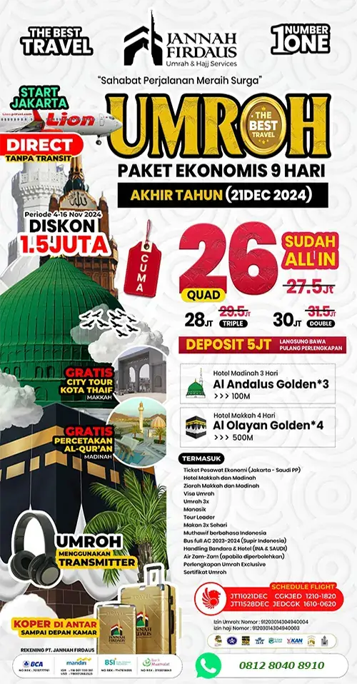 paket umroh ekonomis 9 hari jannah firdaus