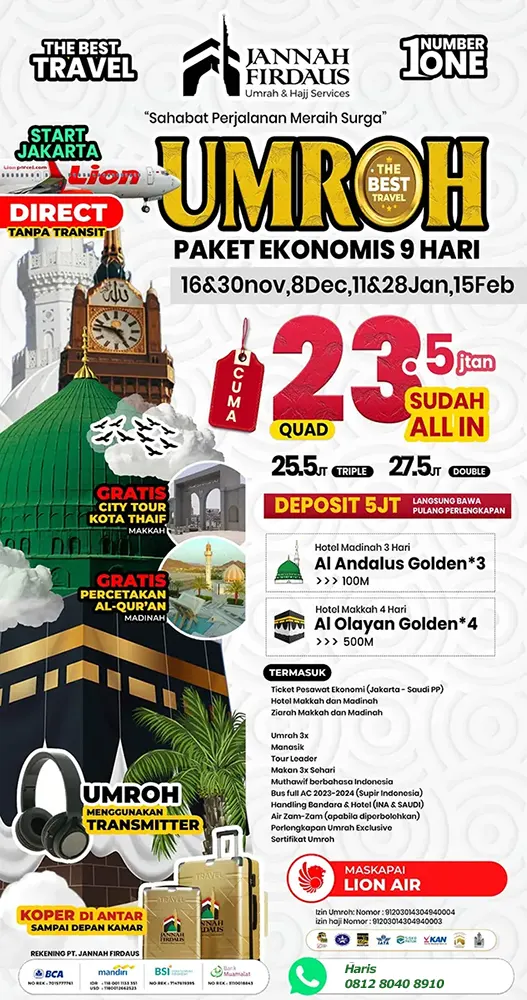 paket umroh ekonomis akhir tahun jannah firdaus